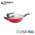 Como se ve en tv antiadherente wok coreano de aluminio fundido con cubierta de acero inoxidable